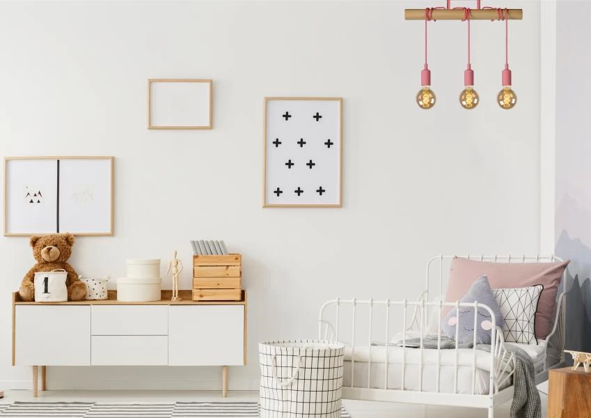 Lucide POLA - Plafonnière Kinderkamer - 3xE27 - Roze - sfeer 2